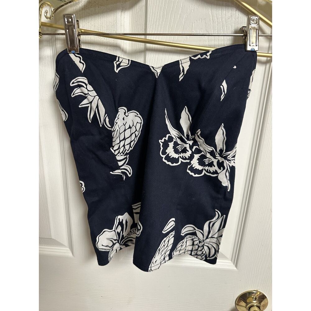 MONDI BUSTIER. Crop Top Tube VNT 90s Mondi Stretch Blue White Floral Med 36 Bust
